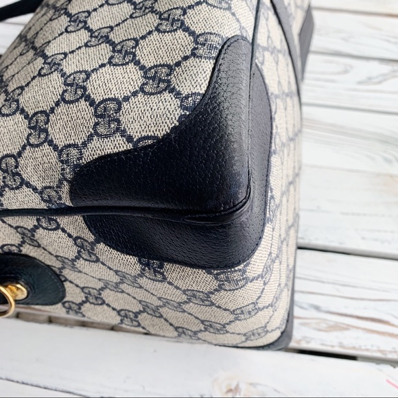 VINTAGE GUCCI NAVY GG BOSTON DOCTOR TOTE BAG - Picture 6 of 14